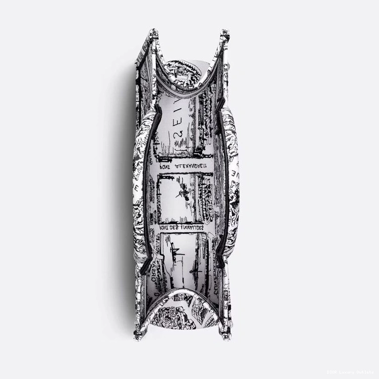 Cheap Plan Motif White Canvas de Book Dior Paris Tote 0807 Luxury